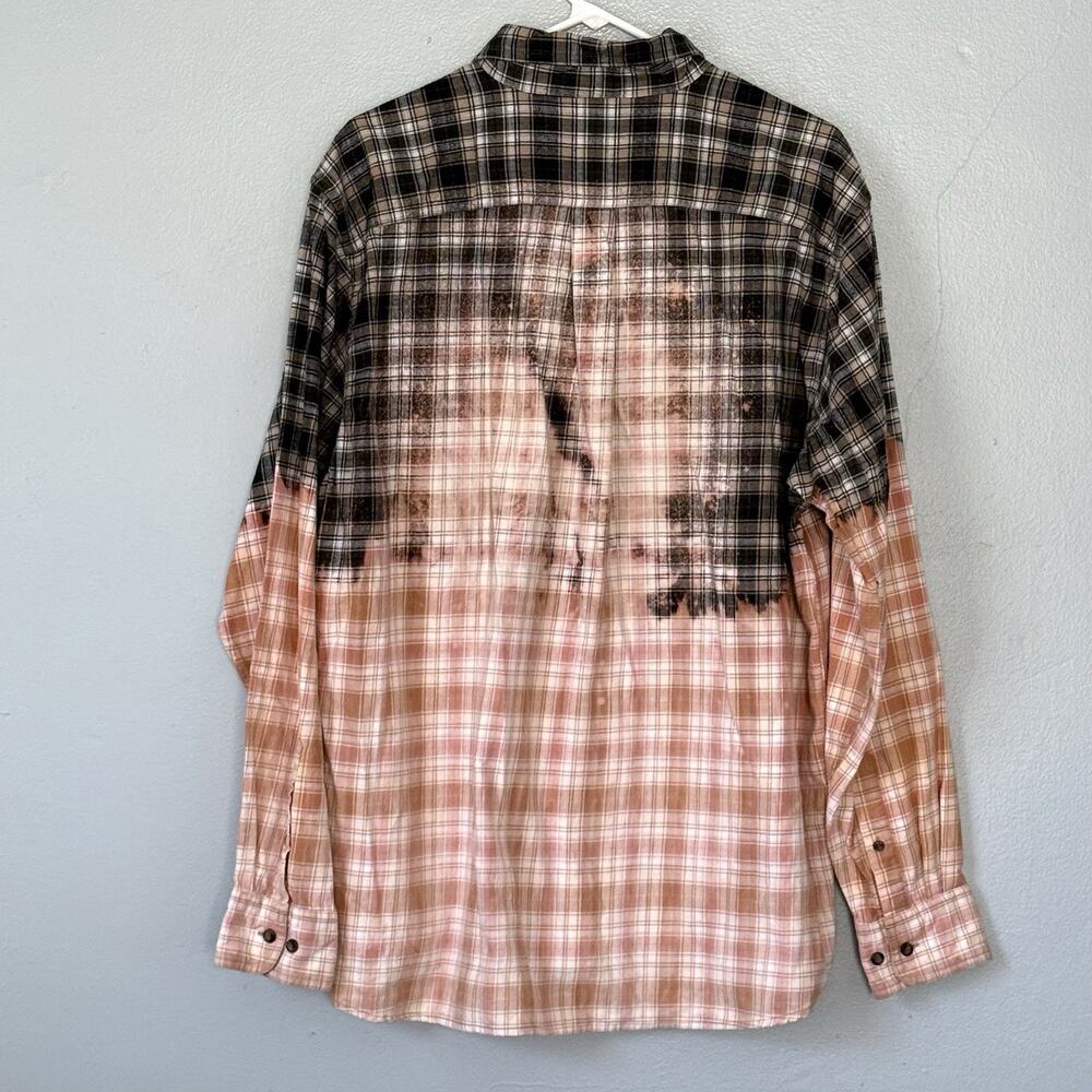 Eddie Bauer Bleached Flannel Shirt XL Grunge Alt DIY Upcycle Art School Indie - Picture 2 of 7